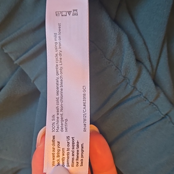 NWT Eileen Fisher Silk Georgette Crepe Straight Ankle Pant in color Aegean SZ 3X - Picture 11 of 11